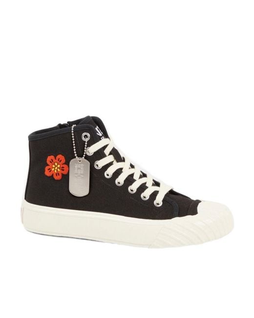 KENZO Black Boke Flower Motif High-Top Sneakers