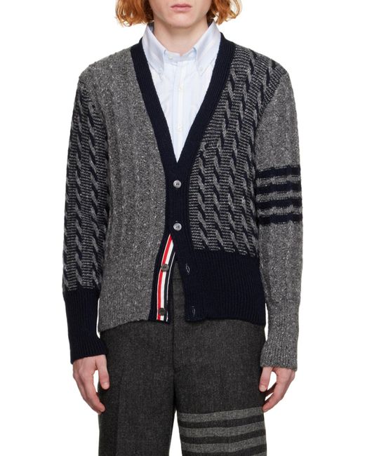 Thom Browne Black 4-Bar Stripe Detailed Cardigan for men