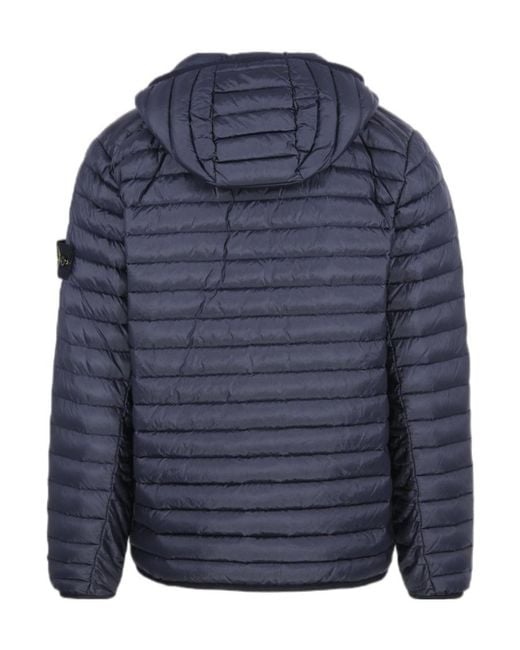 Stone Island Blue Zip-Up Puffer Jacket for men