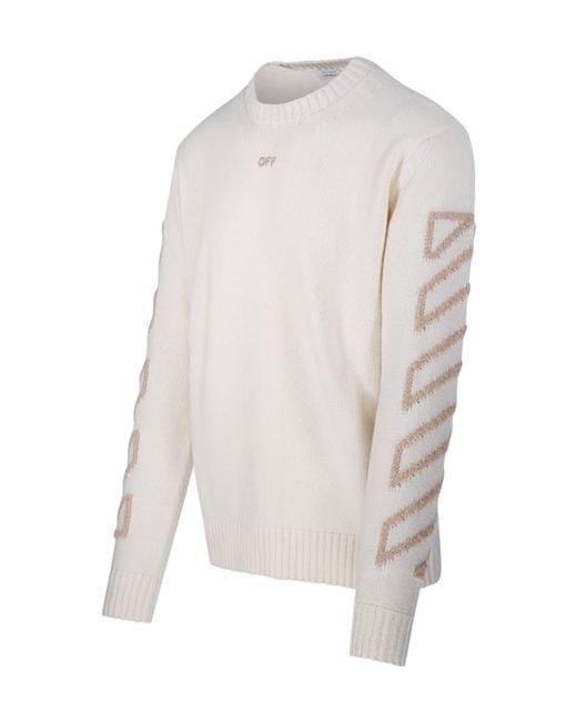 Off-White c/o Virgil Abloh White Long-Sleeve Crew-Neck Sweater for men