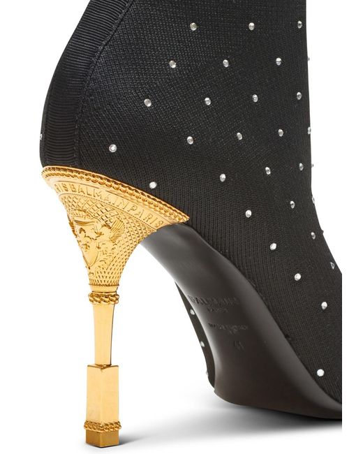 Balmain Black Moneta Embellished Heeled Ankle Boots