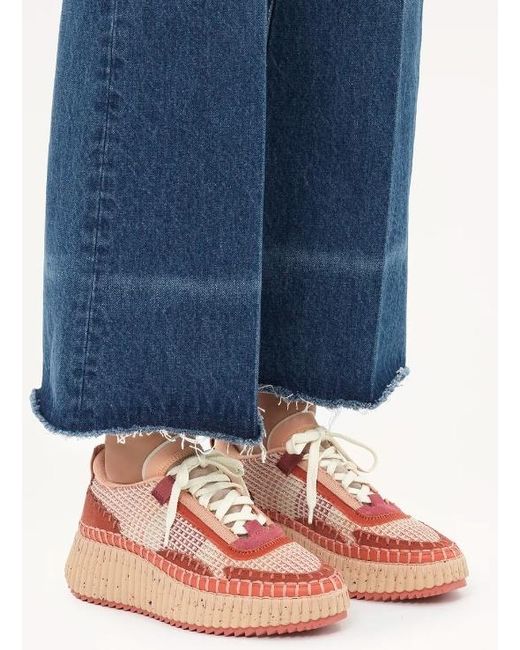 Chloé Pink Chloé Nama Lace-Up Sneakers