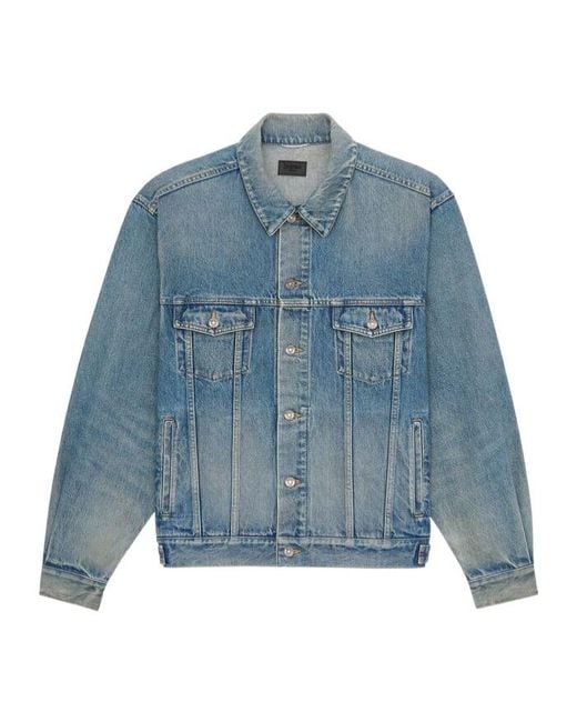 Saint Laurent Blue Button-Up Denim Trucker Jacket for men