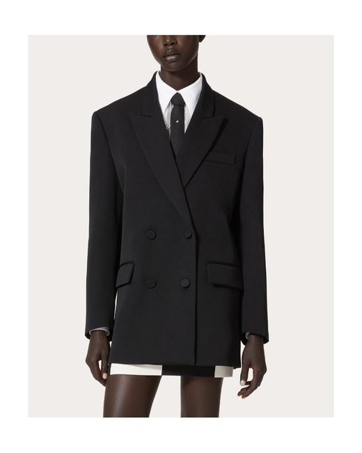 Valentino Black Double-Breasted Long-Sleeved Blazer