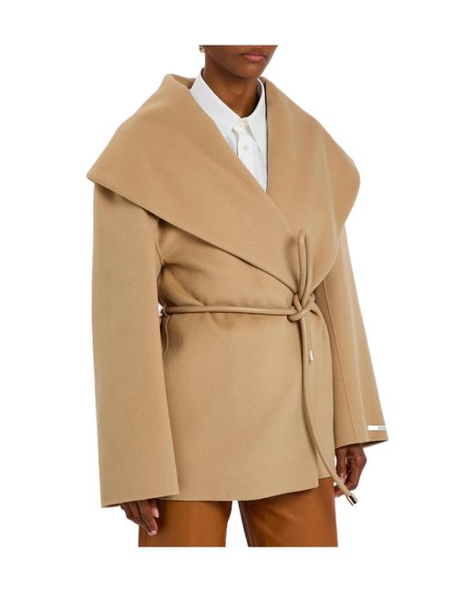 Sportmax Natural Belted Wool Coat