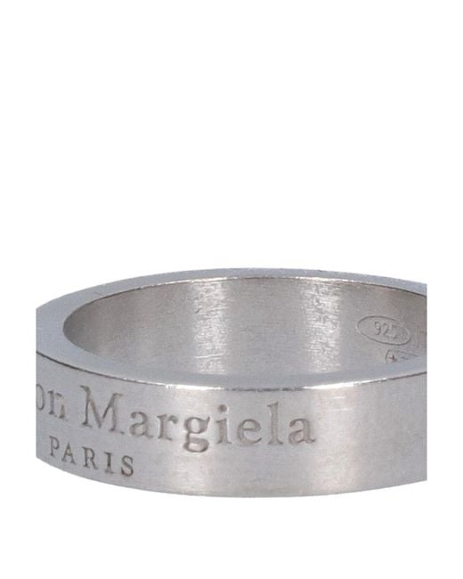 Maison Margiela White Logo Engraved Ring for men