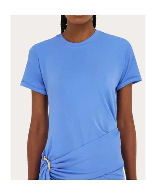 Ferragamo Blue Draped Dress
