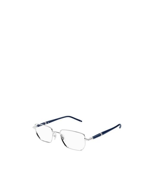 Montblanc White Eyewear Rectangle Frame Glasses for men