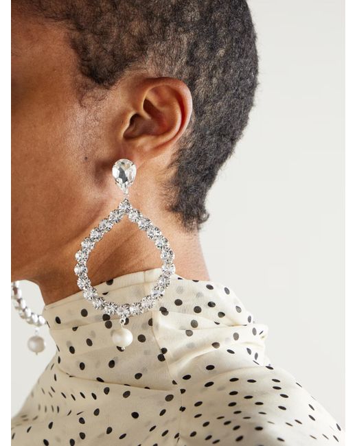 Magda Butrym White Crystal-Embellishment Drop Earrings