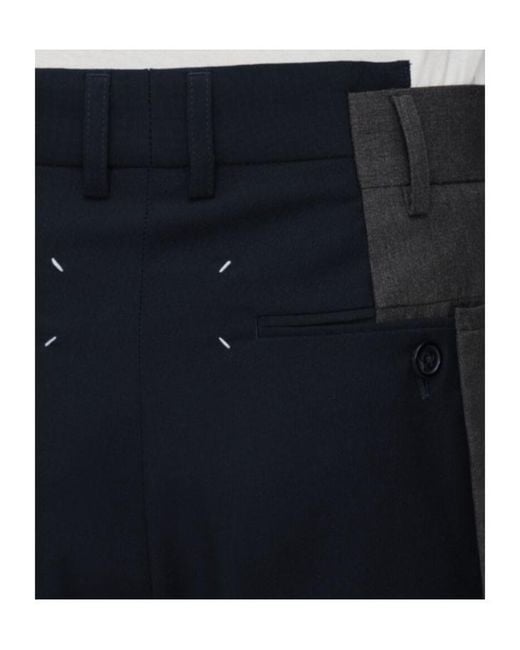 Maison Margiela Blue Two-Tone Wool Trousers for men