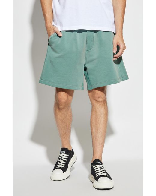 DSquared² Green Logo Embroidered Sweat Shorts for men