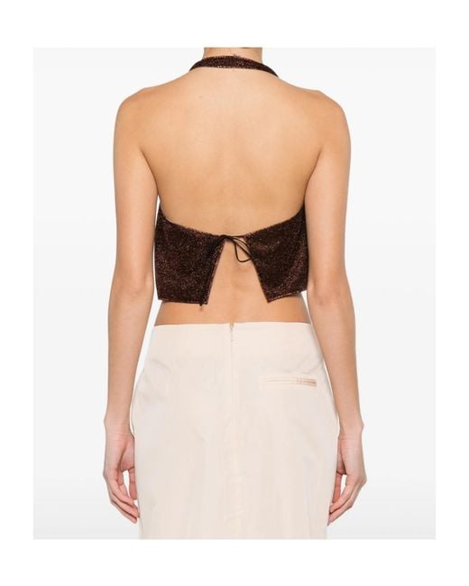 Oseree Brown Oséree Lurex Thread Top