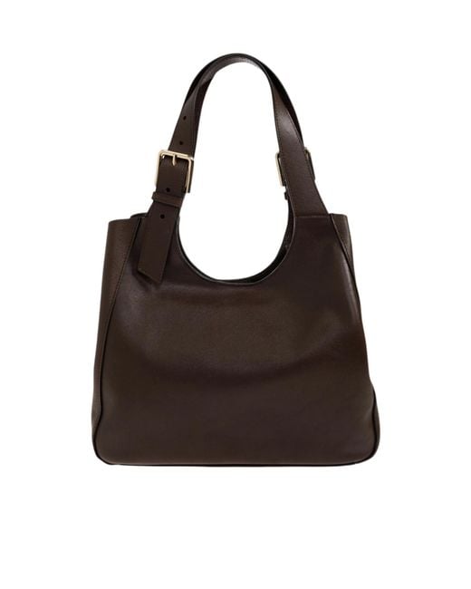Furla Brown Buckle-Detail Leather Tote Bag