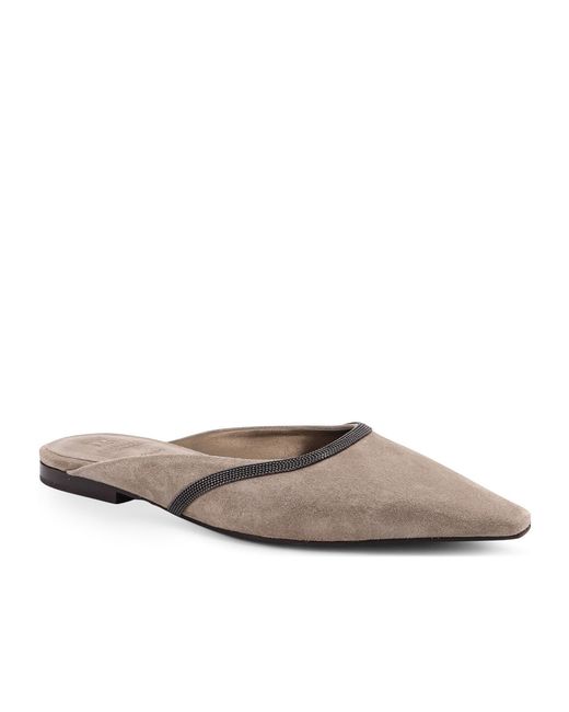 Brunello Cucinelli Brown Embellished Slip-On Shoes