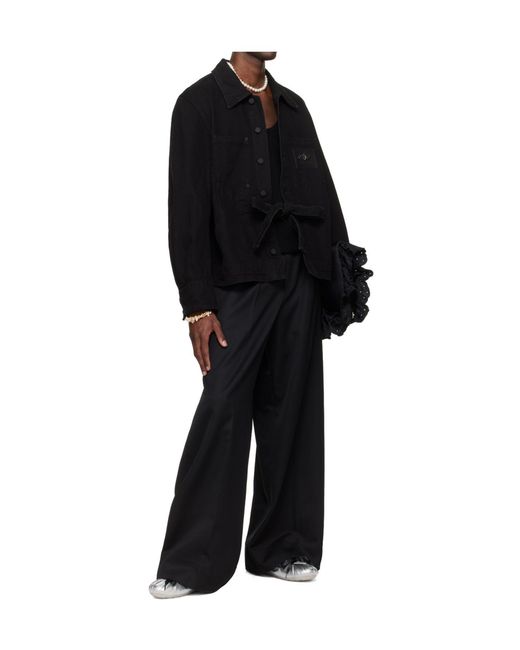 Simone Rocha Black Workwear Bow-Tie Denim Jacket for men