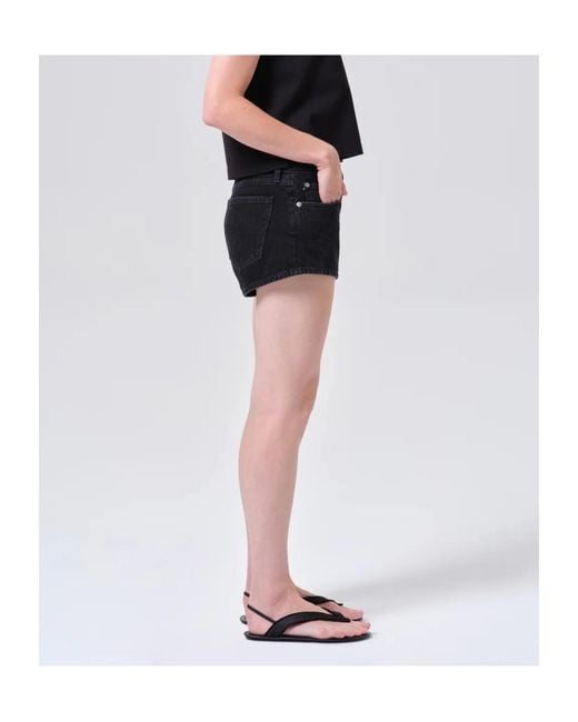 Agolde Black Low Rise Parker Short (Weightless)
