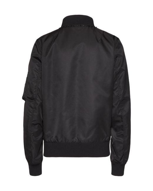 Valentino Black Stud Detailed Zip-Up Bomber Jacket for men