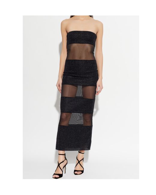 Oseree Black Oséree Glitter Strapless Dress