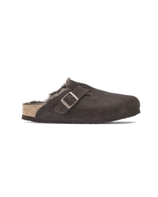 Birkenstock Gray Boston Shearling Slipon Mules for men