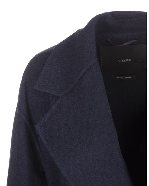 Max Mara Blue Doppia Girdle Coat