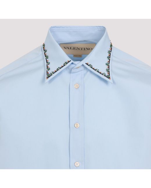 Valentino Blue Collared Long-Sleeved Shirt for men