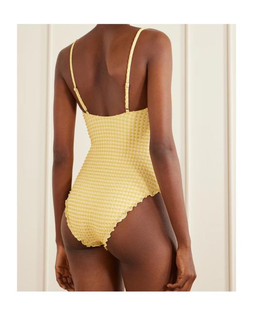 Jonathan Simkhai Yellow Suni Checked Swimsuit