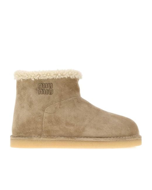 Miu Miu Natural Logo-Detailed Boots
