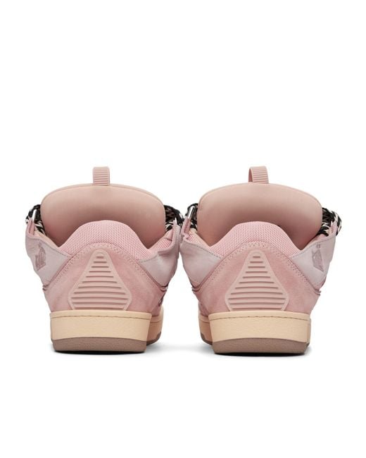 Lanvin Pink Zigzag-Laces Round Toe Sneakers for men