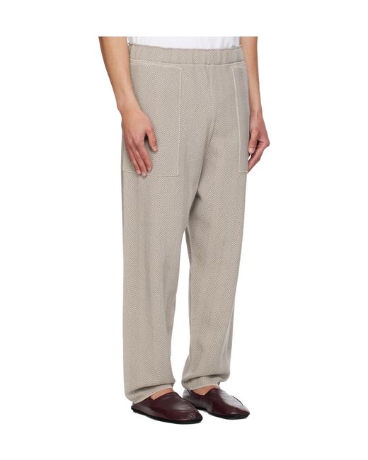 Homme Plissé Issey Miyake Gray Herringbone Casual Pants for men