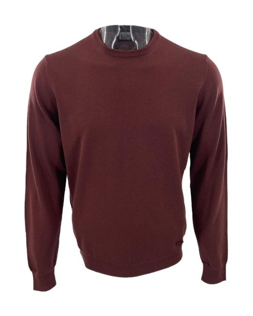Armani Collezioni Red Round-Neck Long-Sleeved Sweater for men
