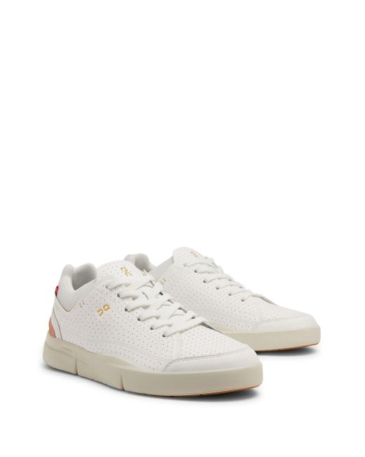 On Shoes White Logo-Print Perforated Low-Top Sneakers