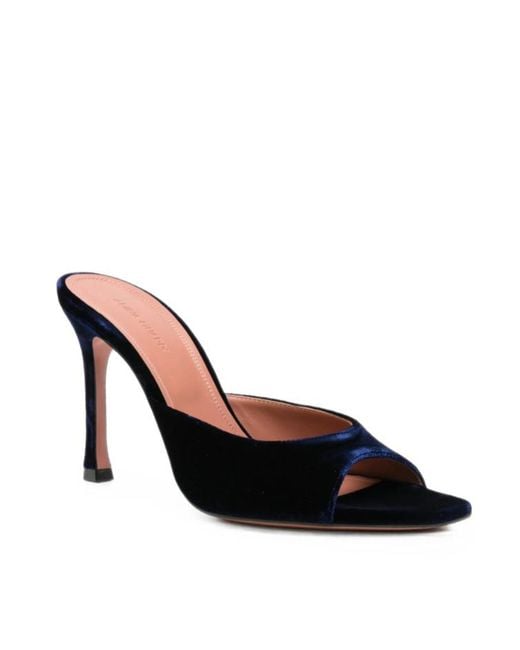 AMINA MUADDI Black Round-Toe High-Heeled Sandals