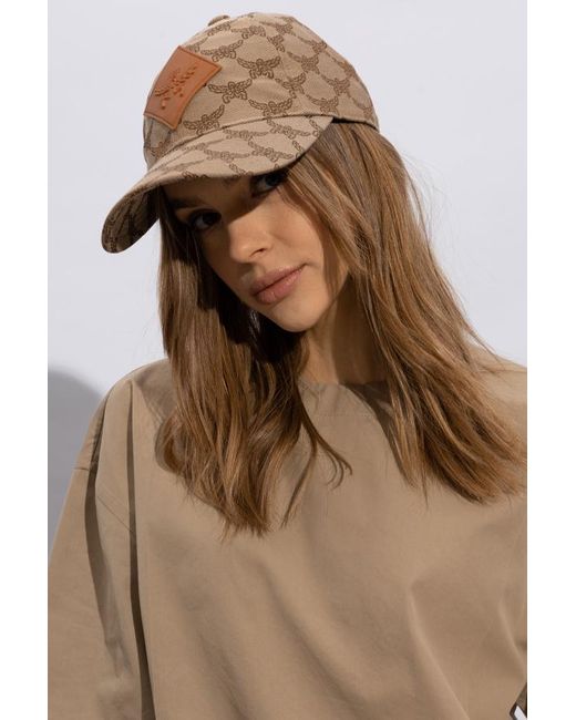 MCM Natural Monogram Logo Patch Baseball Cap for men