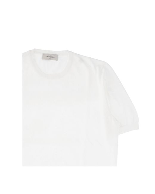 Gran Sasso White Short Sleeved Knitted Jumper for men