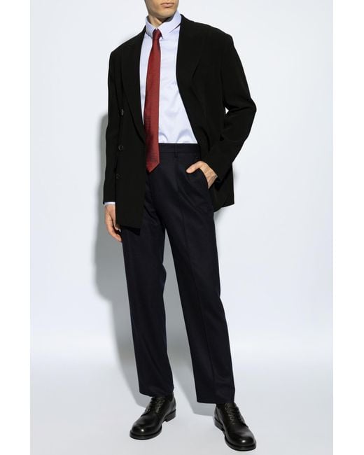 Giorgio Armani White Curved Hem Twill Shirt for men