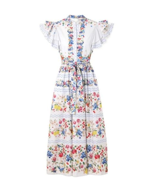 Mary Katrantzou White Fresh Printed Dress