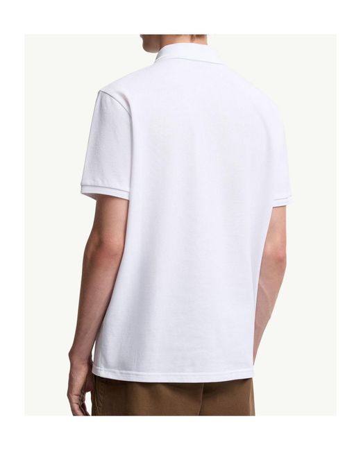 Moncler White Logo Patch Cotton Piquet Polo Shirt for men