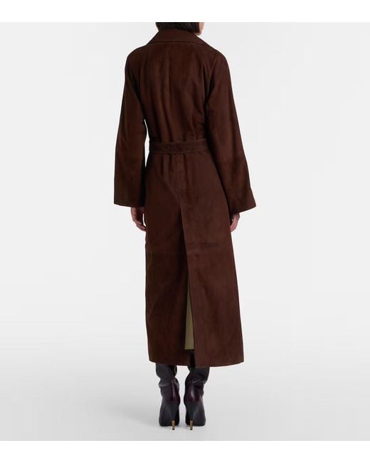Nour Hammour Brown Althea Suede Wrap Coat