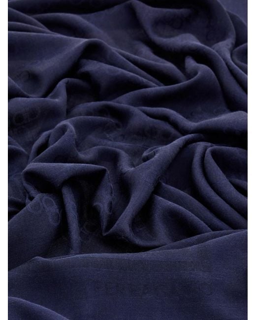 Ferragamo Blue Ferragamo Eyewear Jacquard Fringe Scarf