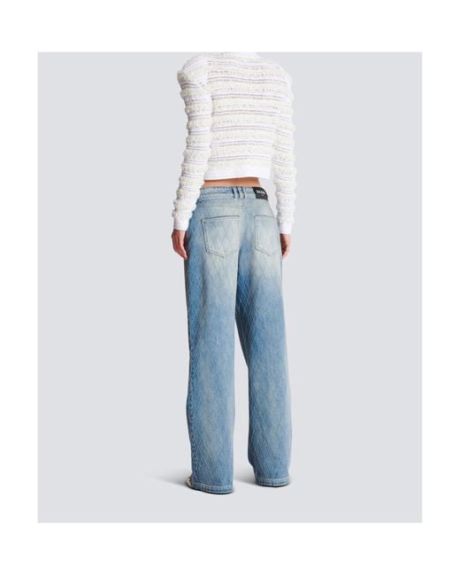 Balmain Blue Logo Patch Straight-Leg Jeans