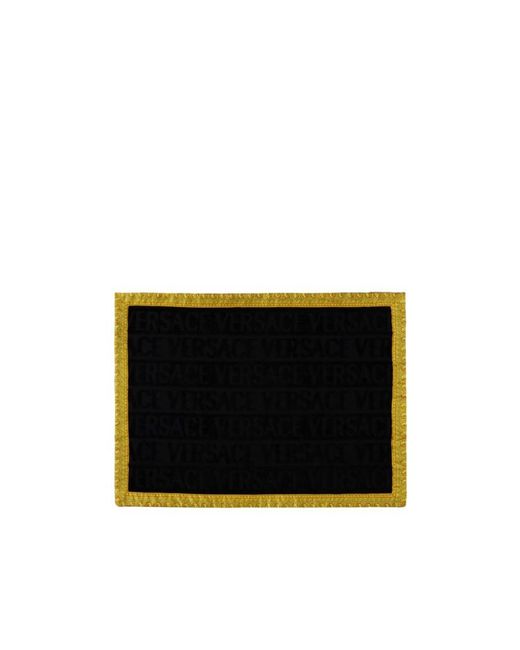 Versace Black Logo-Jacquard Cotton Bathmat (58Cm X 80Cm) for men