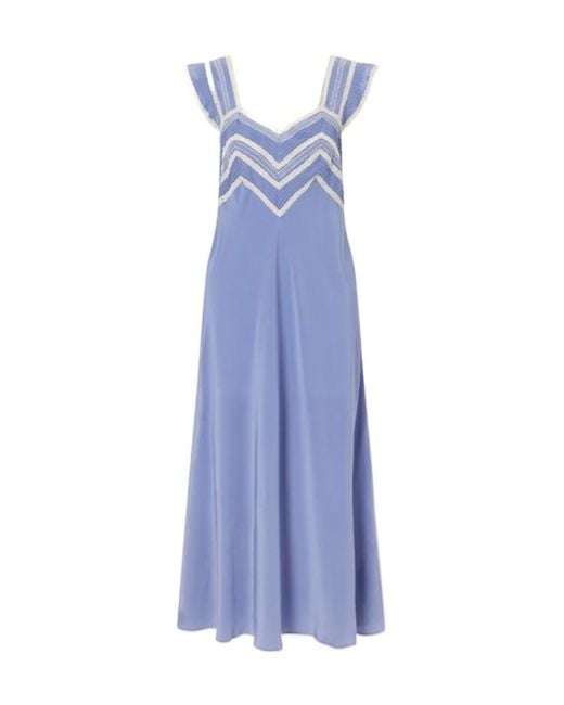 Rixo Purple Lace-Panel Dress
