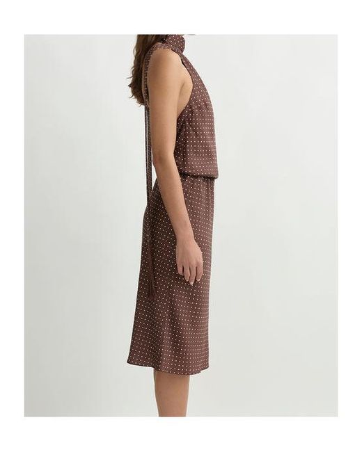 Posse Brown Phoebe Polka-Dot Pattern Midi Dress