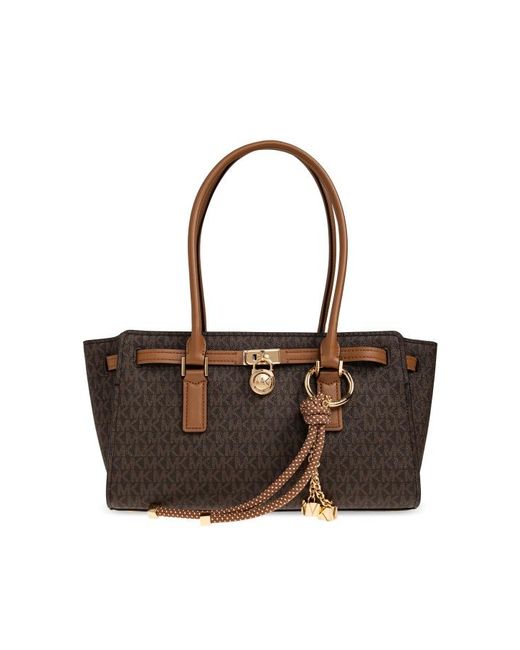 MICHAEL Michael Kors Brown Hamilton Moderne Small Signature Logo Satchel Bag