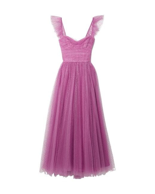 Monique Lhuillier Purple Casual Ruched Princess Dress
