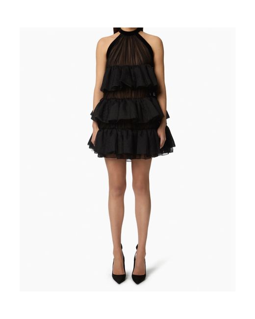 Nina Ricci Black Halterneck Tiered Mini Dress