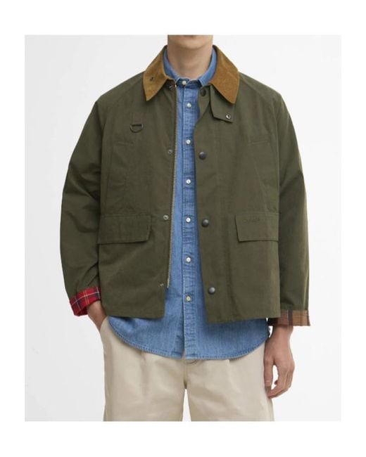 Barbour Green Corduroy-Collar Plaid Jacket