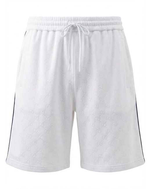 Gucci White Gg Drawstring Shorts for men