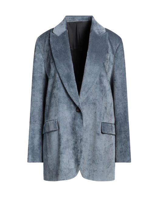 Brunello Cucinelli Blue Corduroy Suit Jacket