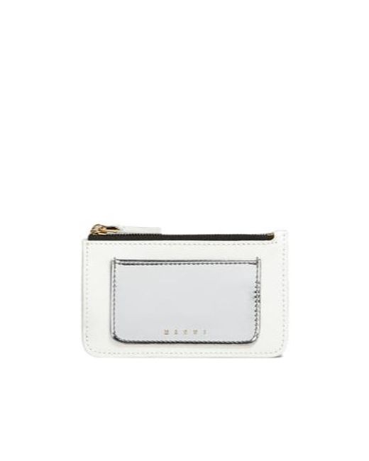 Marni White And Leather Card Holder